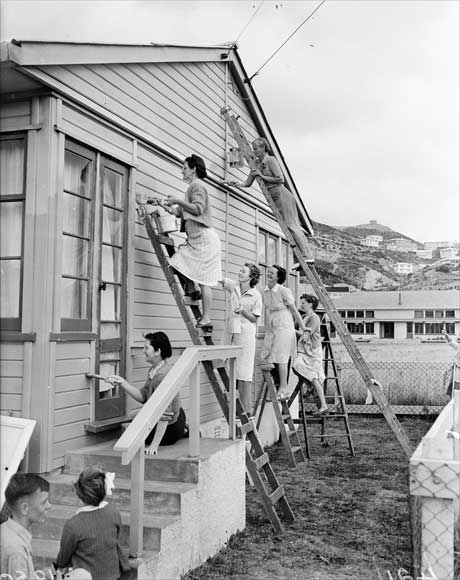 Painting the Strathmore Park Plunket rooms, 1950