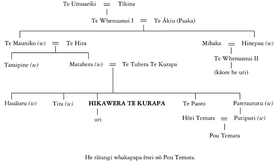 Whakapapa of Hikawera Te Kurapa