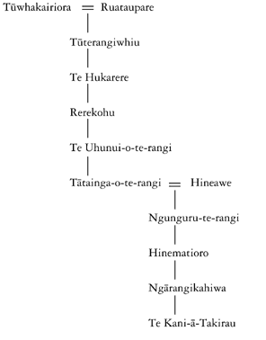 Whakapapa of Hinematioro and Te Kani-ā-Takirau (I)