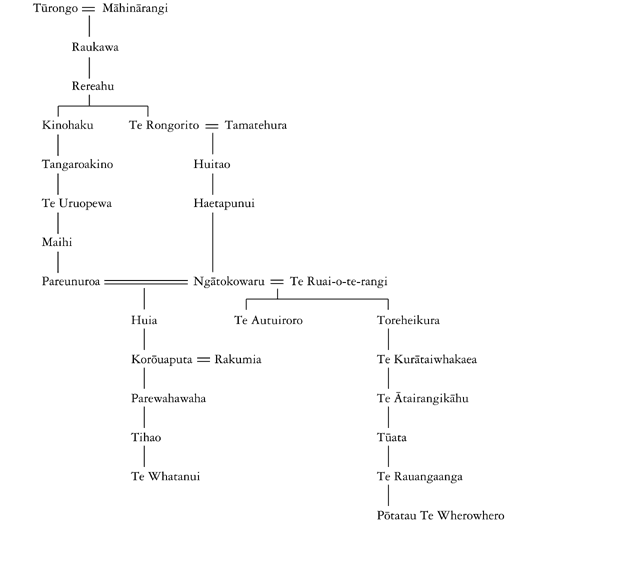 Whakapapa of Te Whatanui and Pōtatau Te Wherowhero