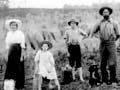 The Langmuir family harvesting potatoes, around 1910