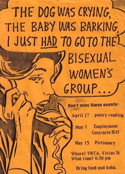Wellington Bisexual Women's Group poster