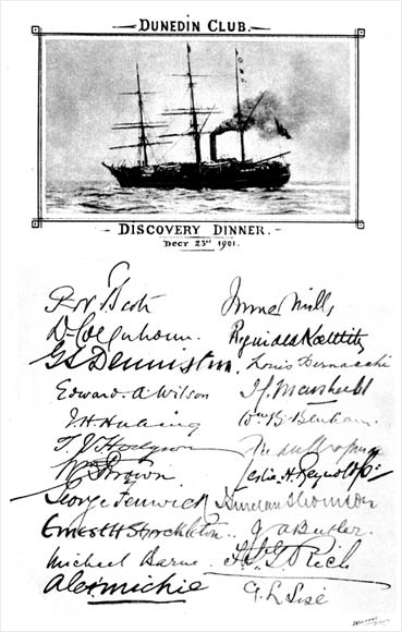 Dunedin Club dinner card, 1901