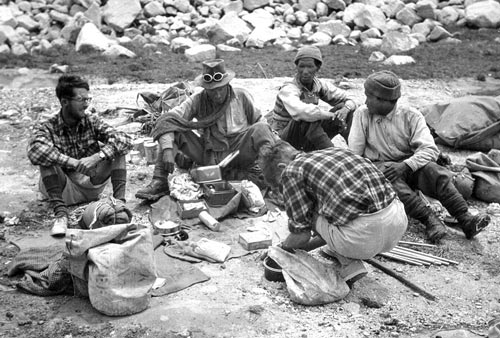 At camp during Garhwal expedition, 1951