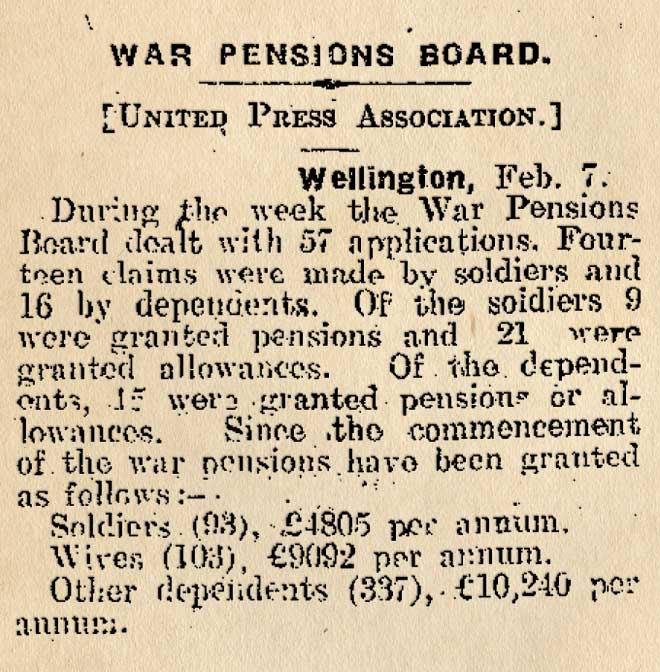 War Pensions Board, 1916