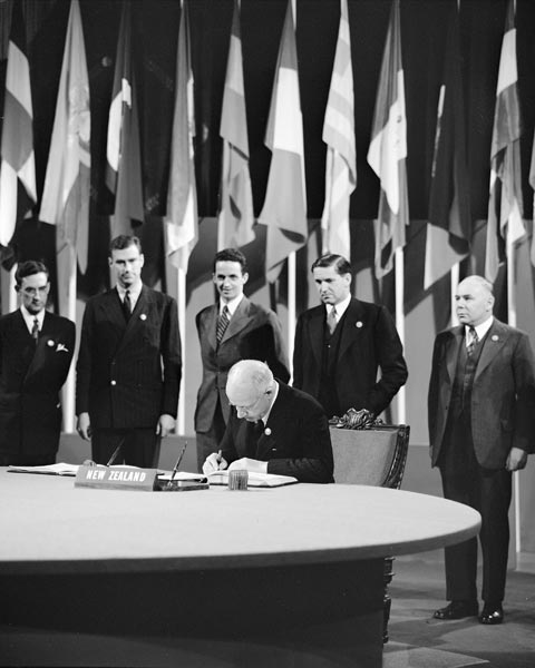 Signing the United Nations Charter 