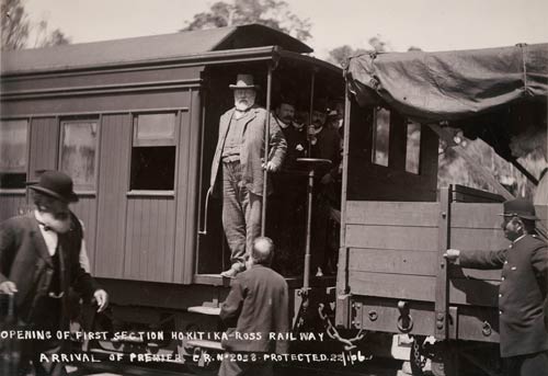 Richard Seddon opening a railway line, 1906