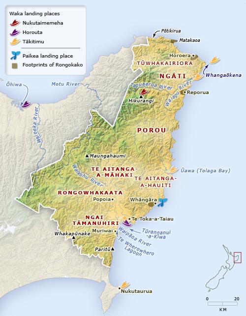 Map Of East Coast Nz Waka landings, places of significance and tribes – East Coast 