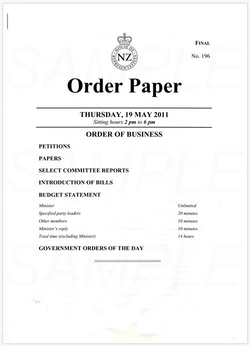 Order paper