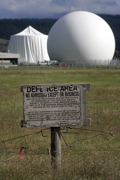 Protest against GCSB stations: deflated dome at Waihopai