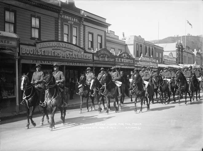 Mounted Rifles Regiment parading through Nelson