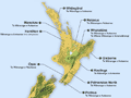 Location of wānanga campuses in New Zealand, 2012