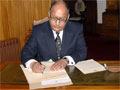 The governor-general signing the writ for the 2008 general election