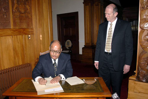 The governor-general signing the writ for the 2008 general election