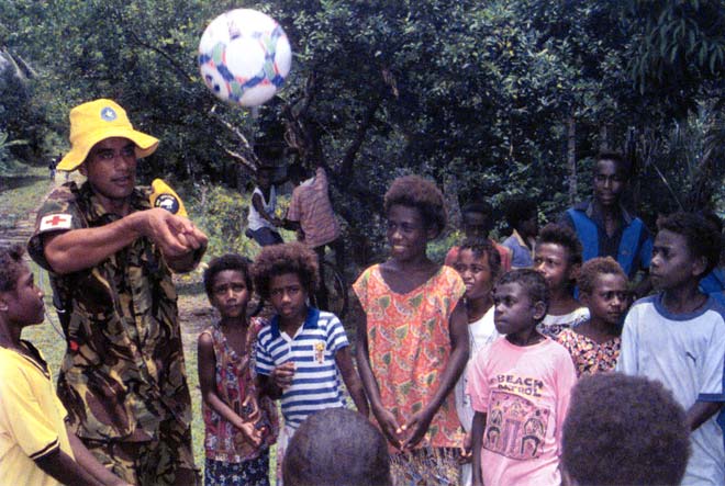 Peacekeeping in Bougainville: playing volleyball
