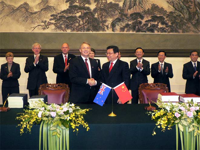 Signing of the New Zealand-China Free Trade Agreement, 2008