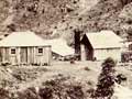 Miners' huts, Thames, late 1860s