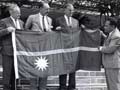 Displaying the Nauru flag, 1968