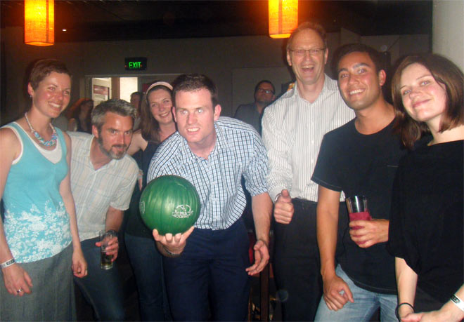 Bowling at a Christmas party, 2010