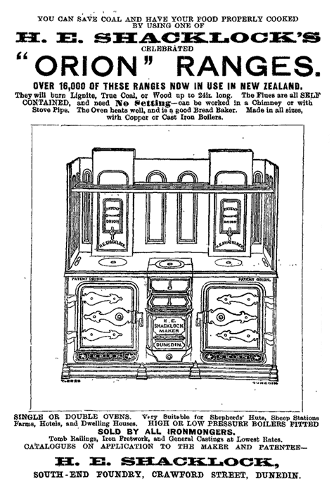 Shacklock Orion range advertisement, 1898 