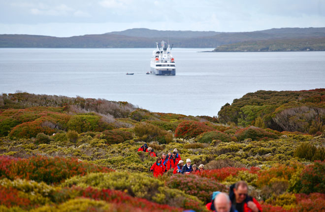 Tourists on Enderby Island