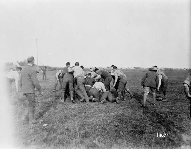 Playing rugby at Fontaine-au-Pire, October 1918