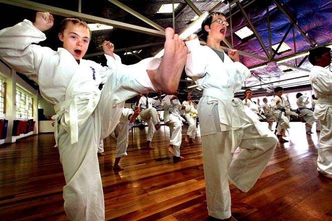 Down syndrome karate students, 2009