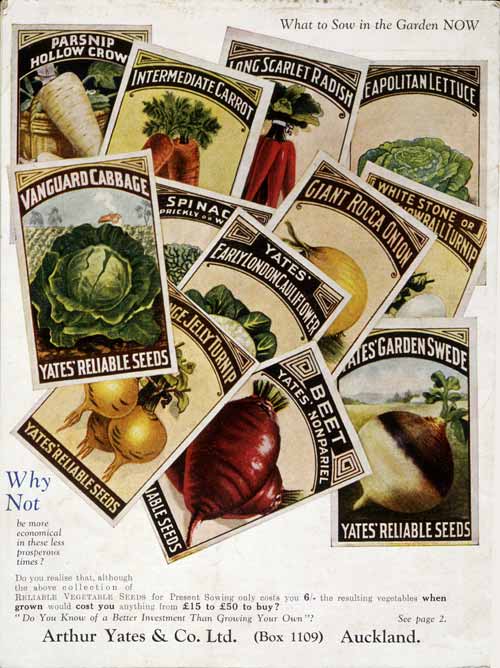 Vegetable seed packets, 1932