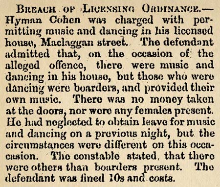 Music and dancing banned, 1868
