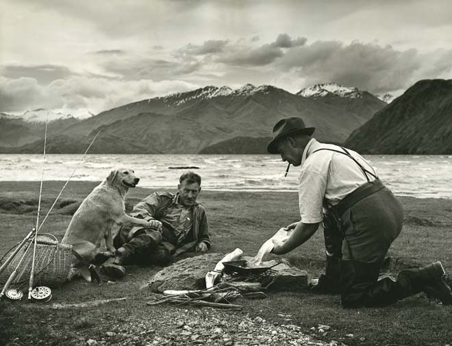 Cooking trout on the shores of Lake Wānaka