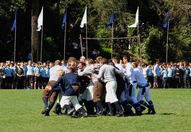 Re-enacted rugby game in Nelson