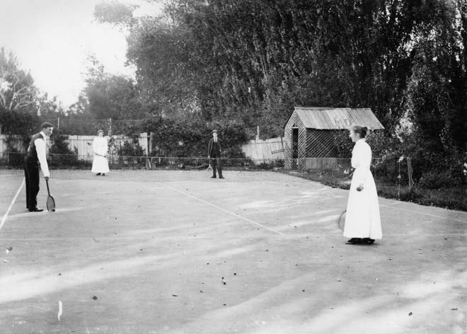 Private game of tennis, early 20th century
