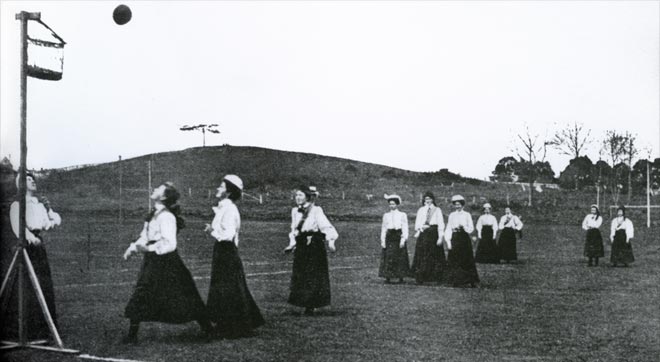 Netball game, early 20th century