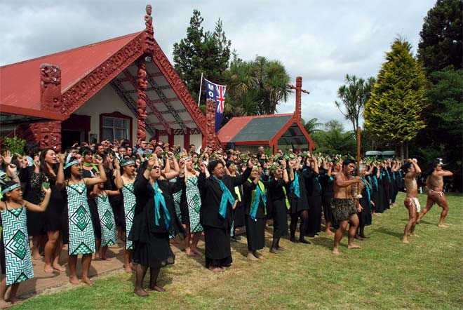 Welcome ceremony, Ōtamatea marae, 2004