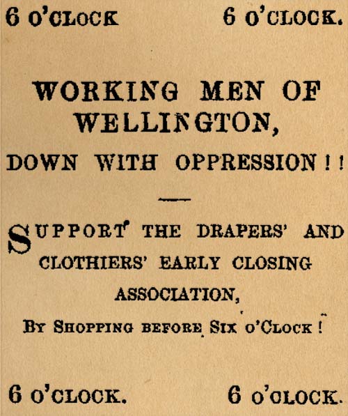 Early Closing Association protest advertisement, 1879
