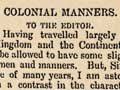 Colonial manners