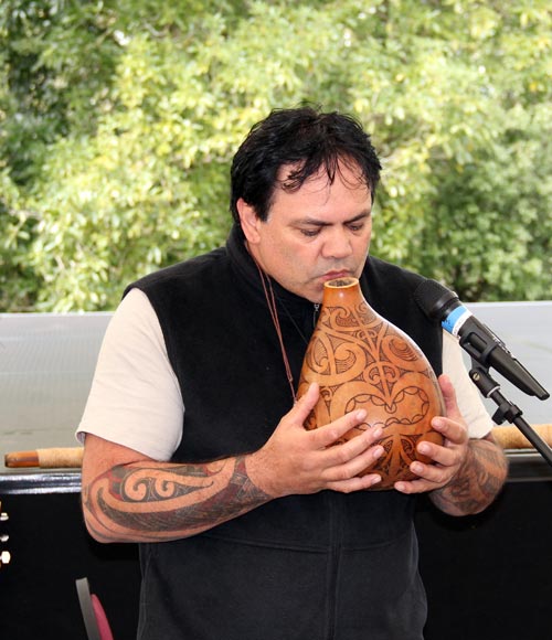 Playing taonga puoro