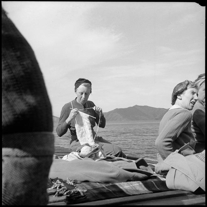 Seaside knitting, 1945