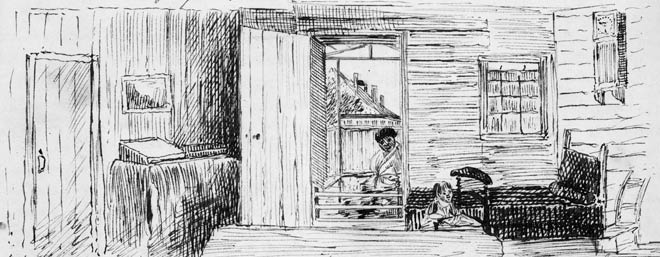Inside a mission house, 1844