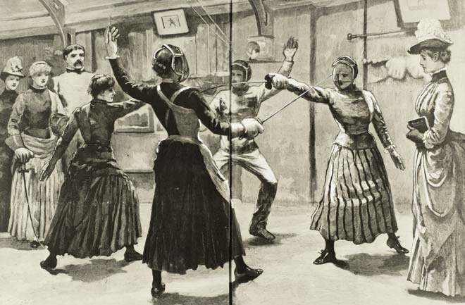 Women's fencing class, 1891
