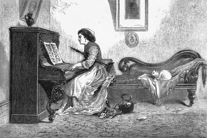 A few moments at the piano, late 19th century