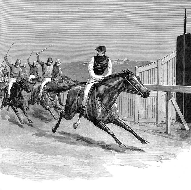 Carbine winning the Melbourne Cup, 1890
