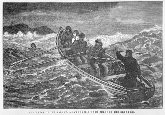 Rowing a lifeboat, 1881