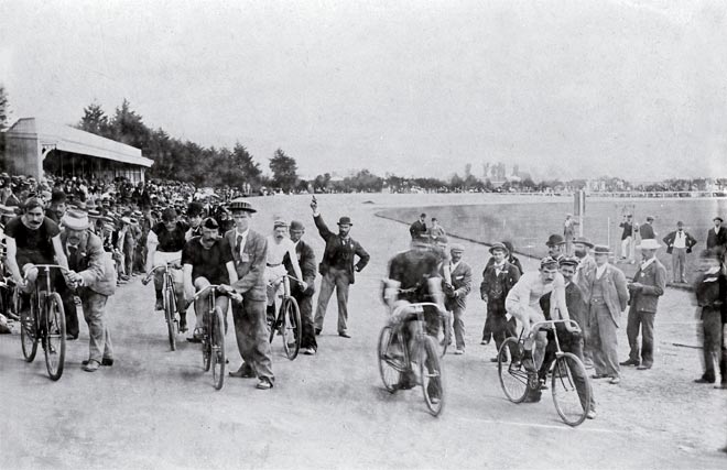 Cycling at Lancaster Park, 1896