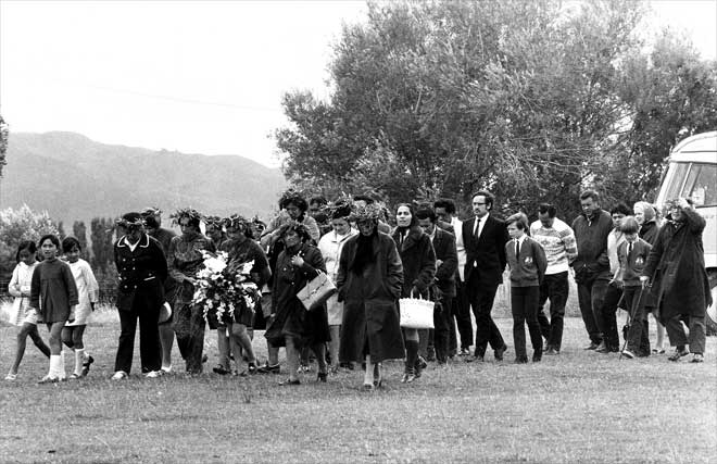 Group being welcomed onto a marae