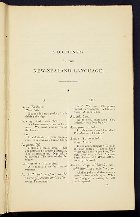 William Williams's Māori dictionary, 1844