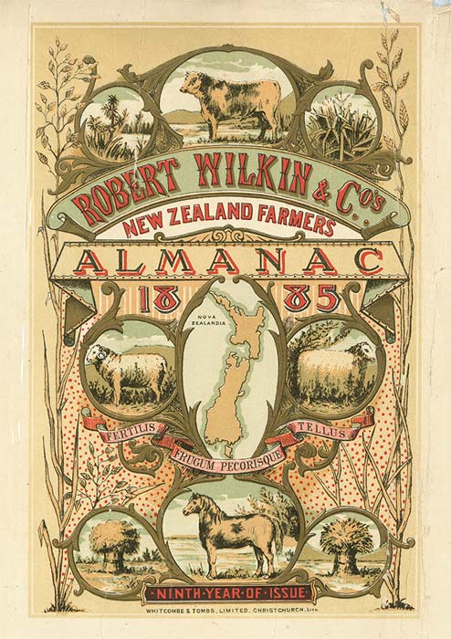 Cover proof of New Zealand Farmers' Almanac, 1885