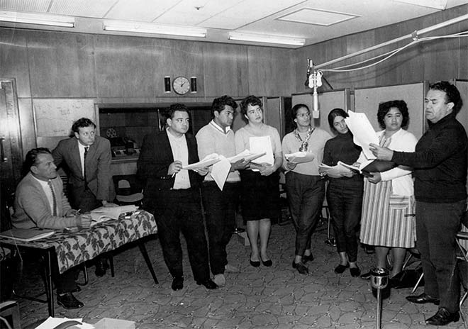 Recording a radio play, 1965