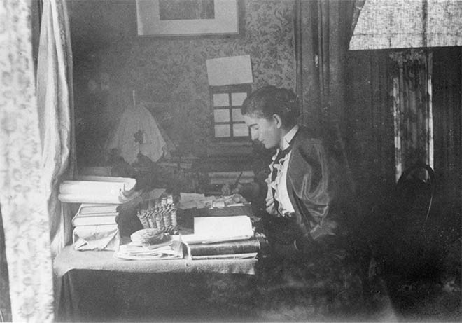 Ursula Bethell at her desk