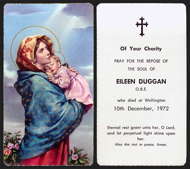 Memorial card for Eileen Duggan, 1972